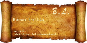 Beron Lolita névjegykártya